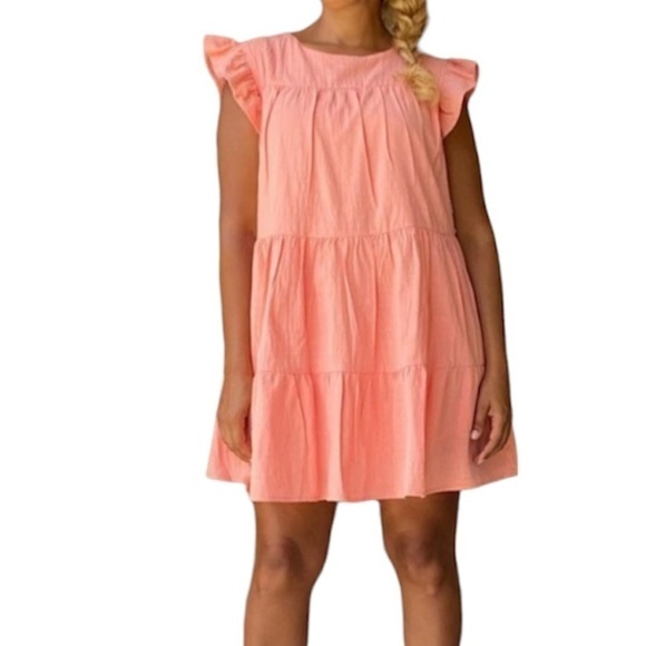BABY Doll Dress. Ruffle sleeves. Peach. Small - Picture 1 of 1